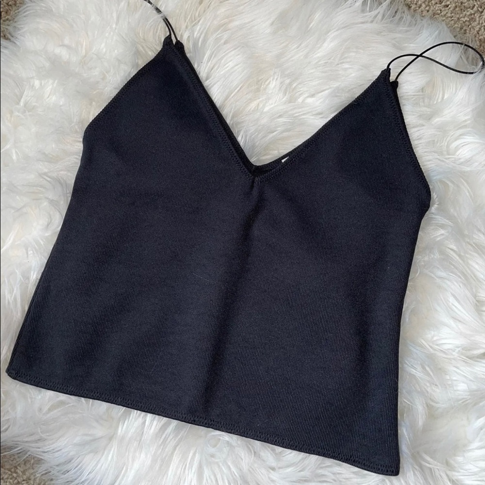 Zara Black Ribbed Tank Top